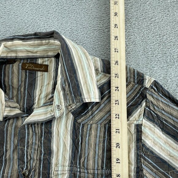 7 Diamonds Mens Striped Button-Up Long Sleeve Shirt Size L  0385 - Picture 7 of 10